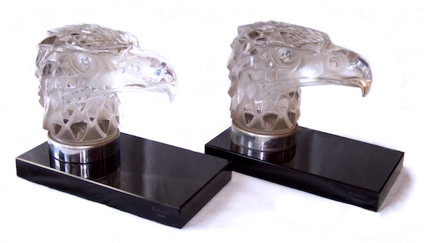 R Lalique. LALIQUE EAGLE BOOKENDS