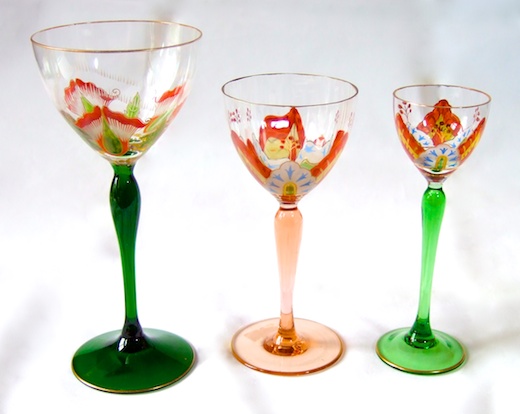 Enamelled Glass Legras Fritz Heckert Theresienthal. POSCHINGER TRIO