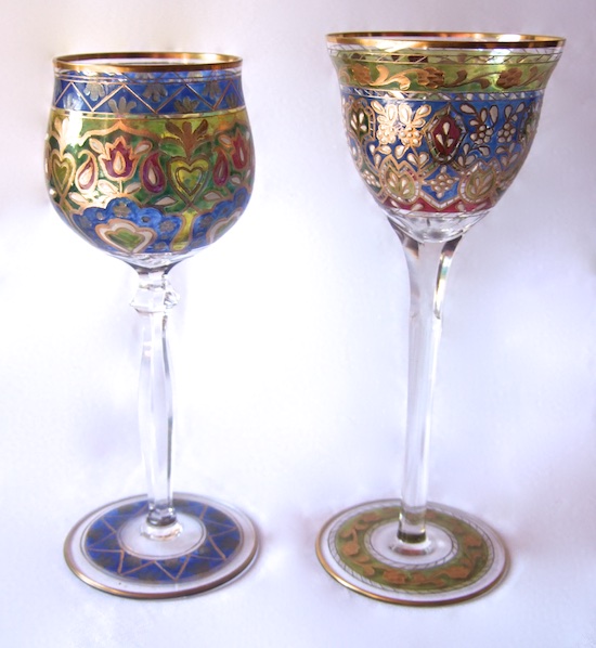 Enamelled Glass Legras Fritz Heckert Theresienthal. FRITZ HECKERT pair